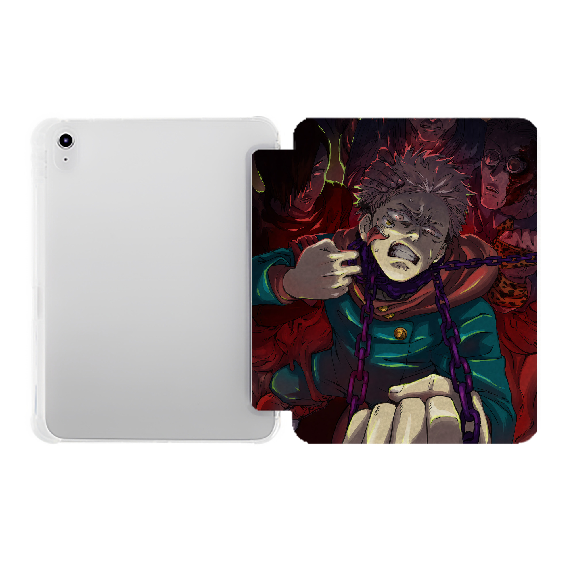 （画像用） 呪術廻戦 Jujutsu Kaisen IPad ケース ペン収納付き 三つ折りスタンド PUレザー×シリコン 対応機種9.5/10.5/10.9インチ